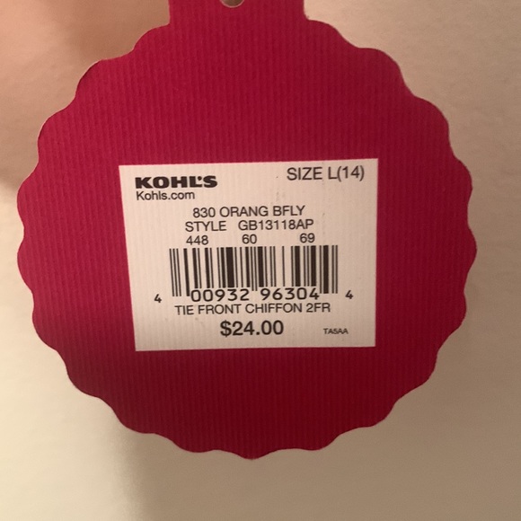 Kohls SO Orange blouse with Butterflies - Picture 2 of 4